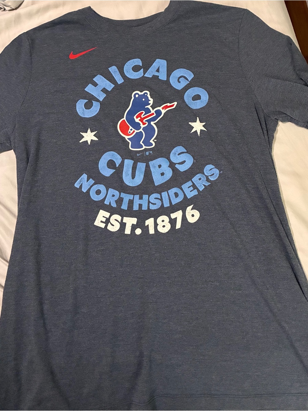 Nike Navy Chicago Cubs Graphic Short Sleeve Tee with Red Accent